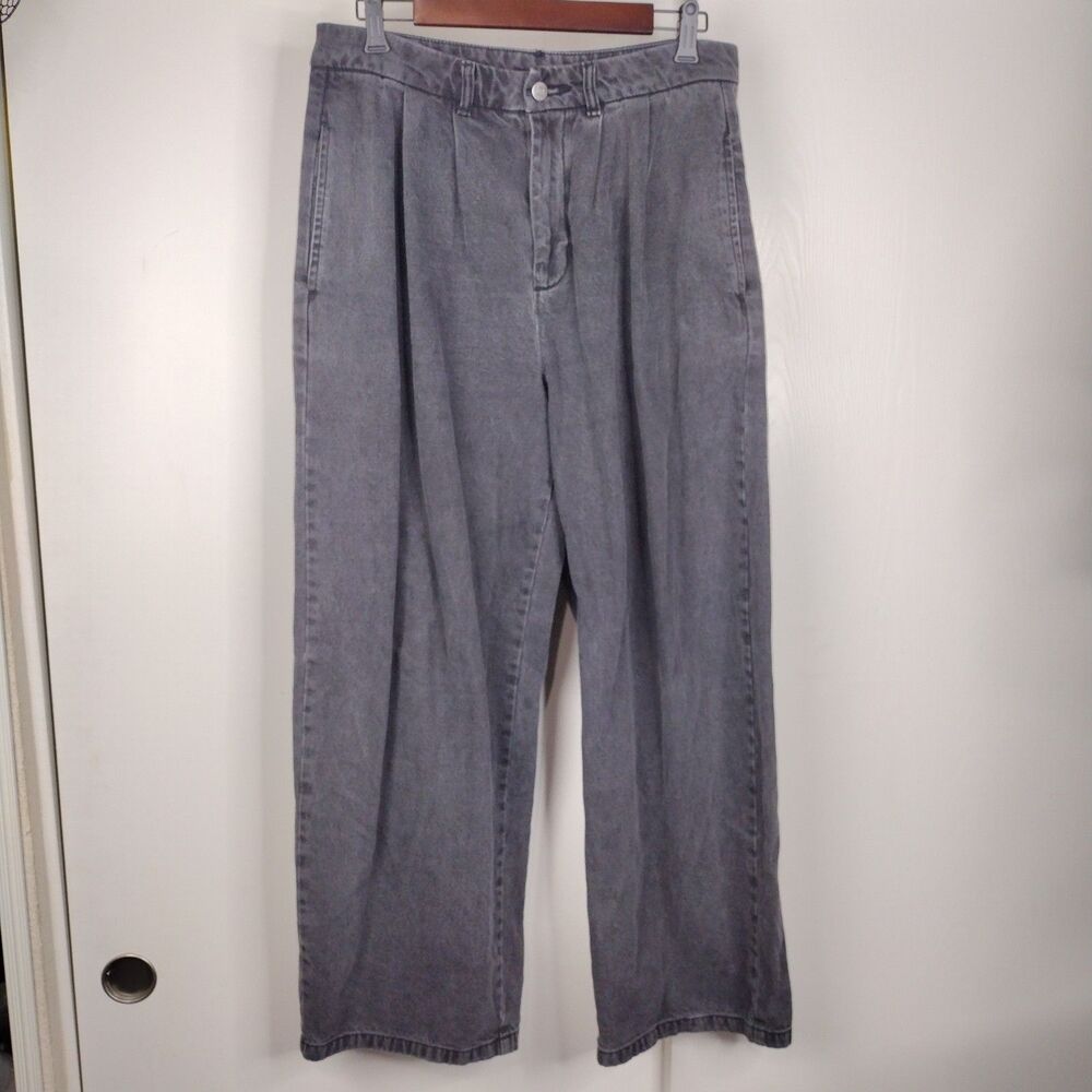 BDG Urban Outfitters Pleated Jeans Womens Sz 30 Black High Rise Wide Leg Denim